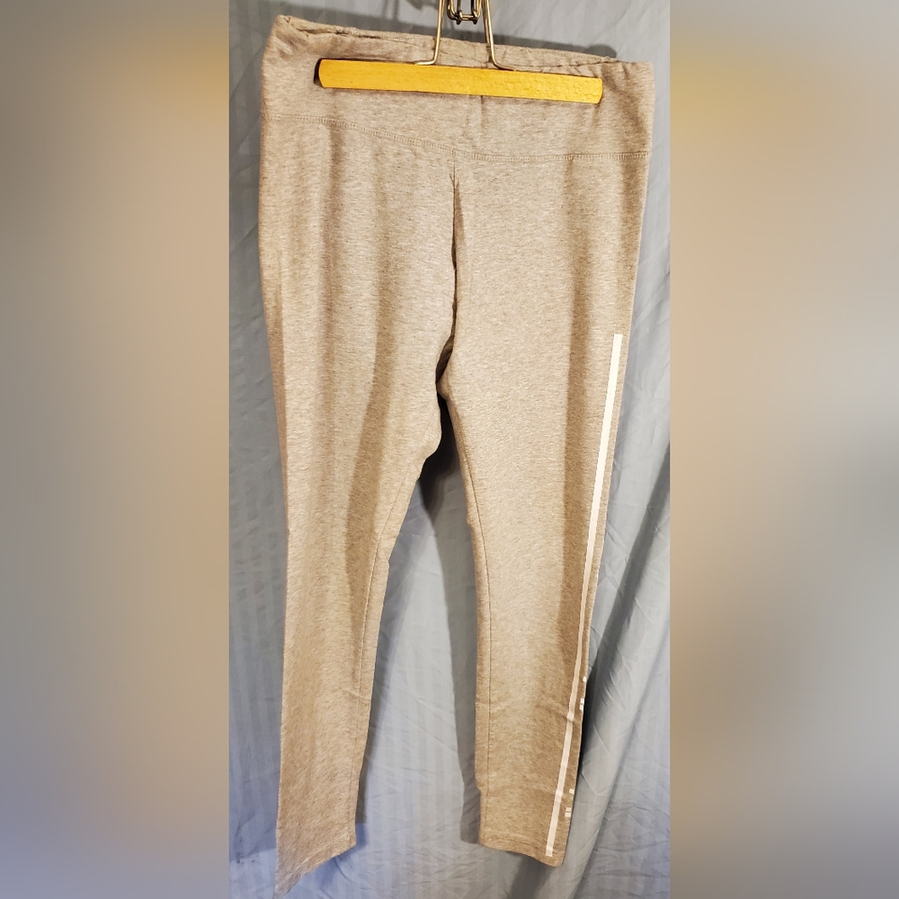 Adidas Climalite Heather Grey Logo Leggings, Size Medium